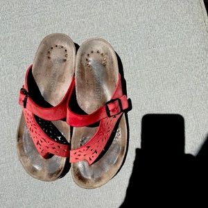 Red suede Mephisto sandals